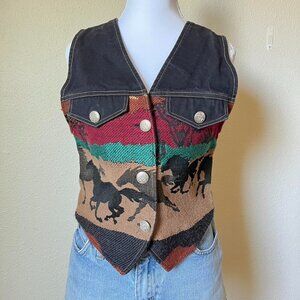 Vintage western vest with horse design